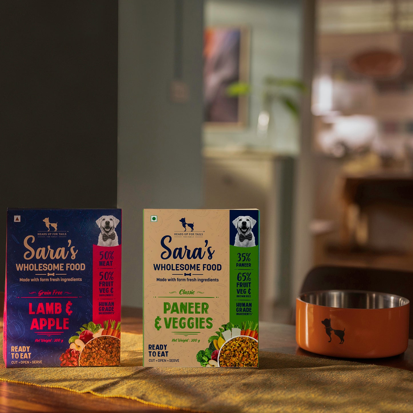 Sara's Wholesome Food Classic Paneer & Veggies and Grain-Free Lamb & Apple Combo - 2x300 gm - Heads Up For Tails