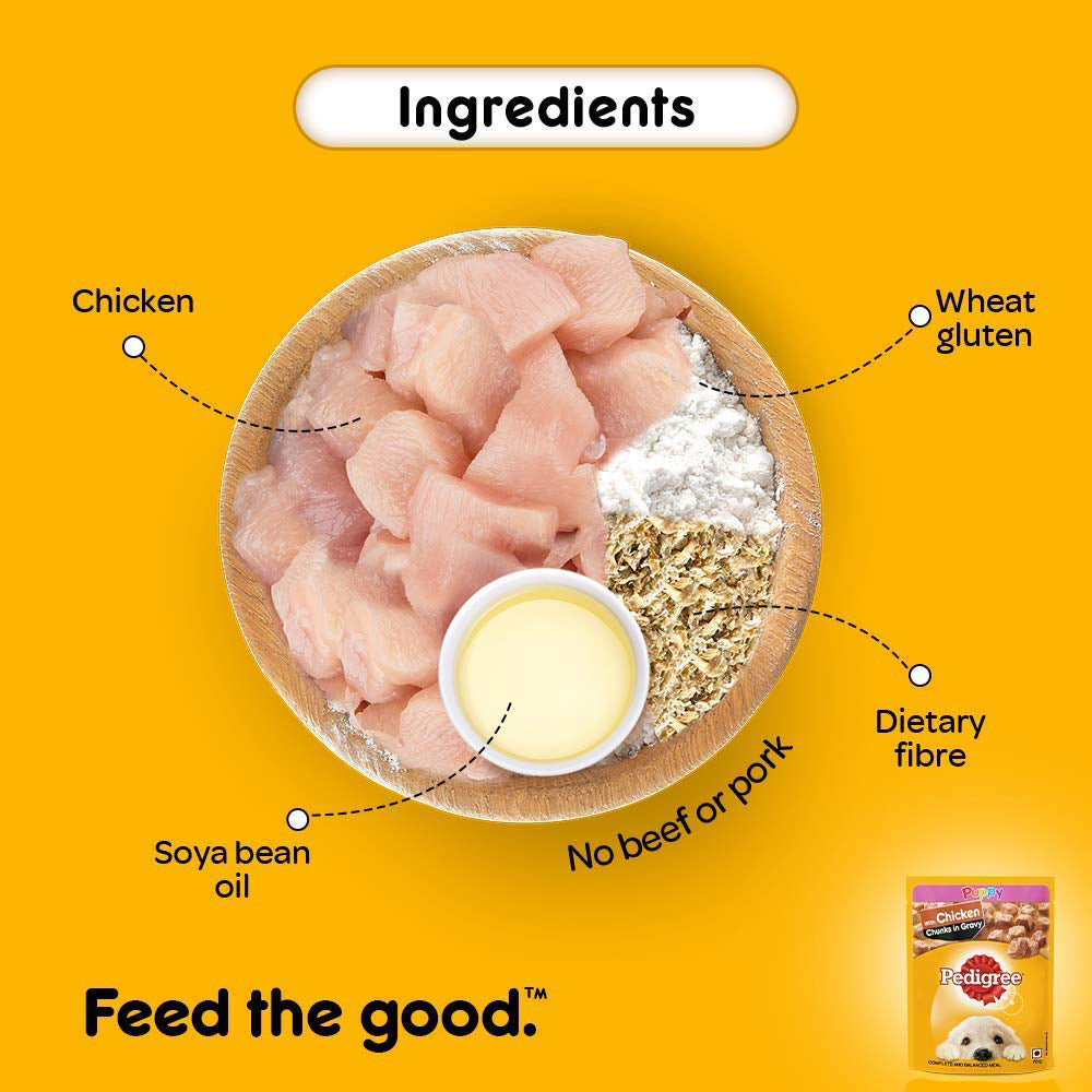 Pedigree Chicken & Liver Chunks Puppy Wet Food - 1.05 kg - Heads Up For Tails