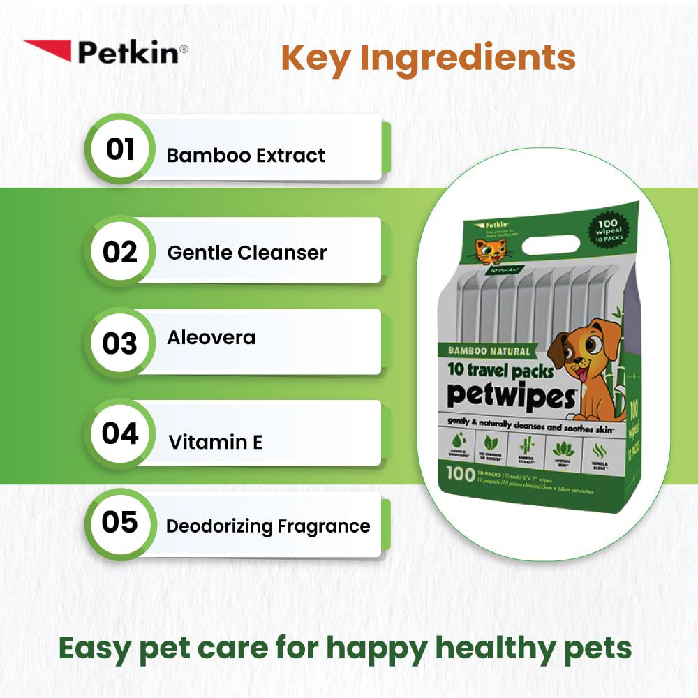 Petkin Bamboo Natural Travel Pack Pet Wipes - 100 pcs_02