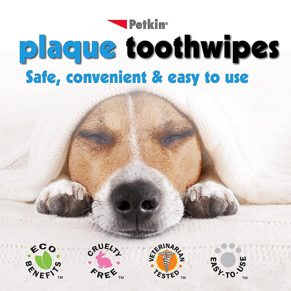 Petkin Toothwipes for Dogs & Cats - 40 Wipes - Heads Up For Tails
