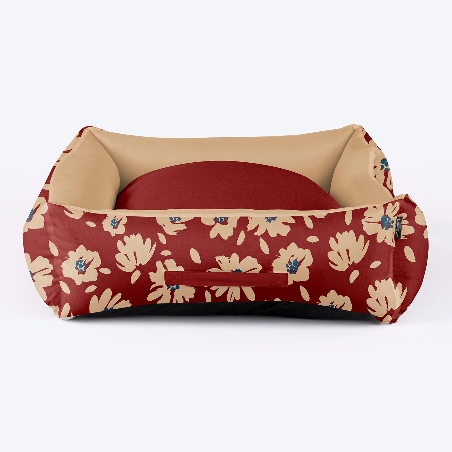 HUFT Personalised Scarlet Blossom Lounger Bed For Dog - Dark Red - Heads Up For Tails
