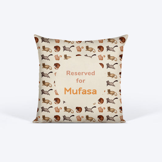 HUFT Multiple Cats Print Reserved For (Pet Name) Personalised Cushion For Cats - 12 inches (30 x 30 cm) - Heads Up For Tails