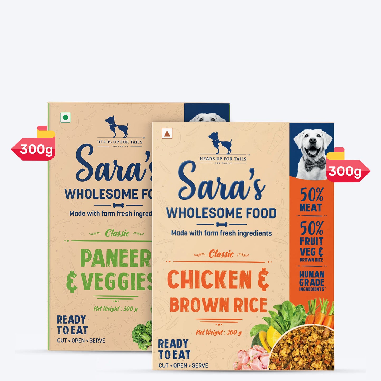 Sara's Wholesome Classic Range Dog Food Combo - 2x300 gm - Heads Up For Tails