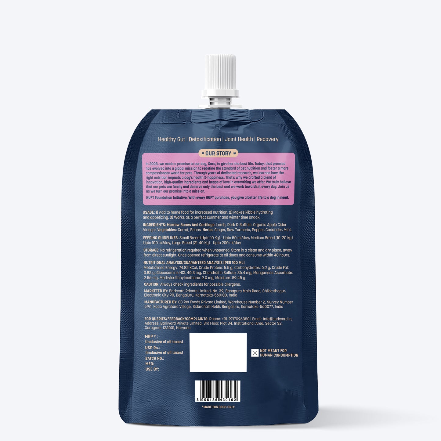 HUFT Sara's Rich Blend Bone Broth For Dogs - 150 ml - Heads Up For Tails