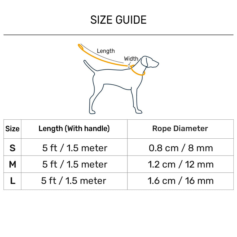 HUFT Classic Rope Leash For Dog - Black - 5 ft - Heads Up For Tails