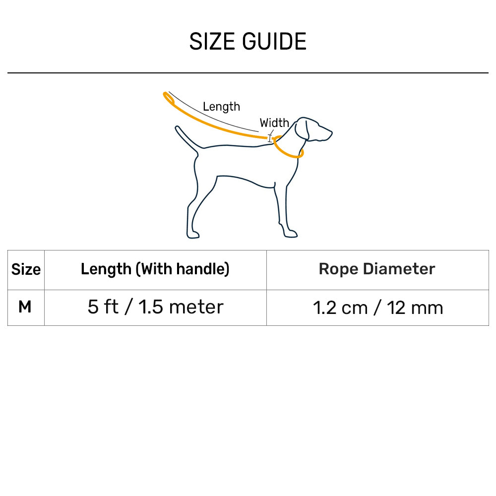 HUFT Classic Rope Leash For Dog - Orange - M - 5 ft - Heads Up For Tails