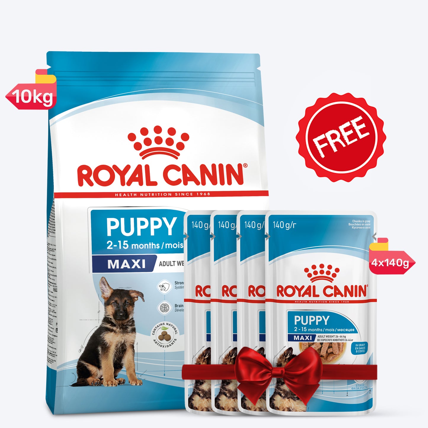 Royal Canin Maxi Dry & Wet Food Combo For Puppy - 10 kg - Heads Up For Tails