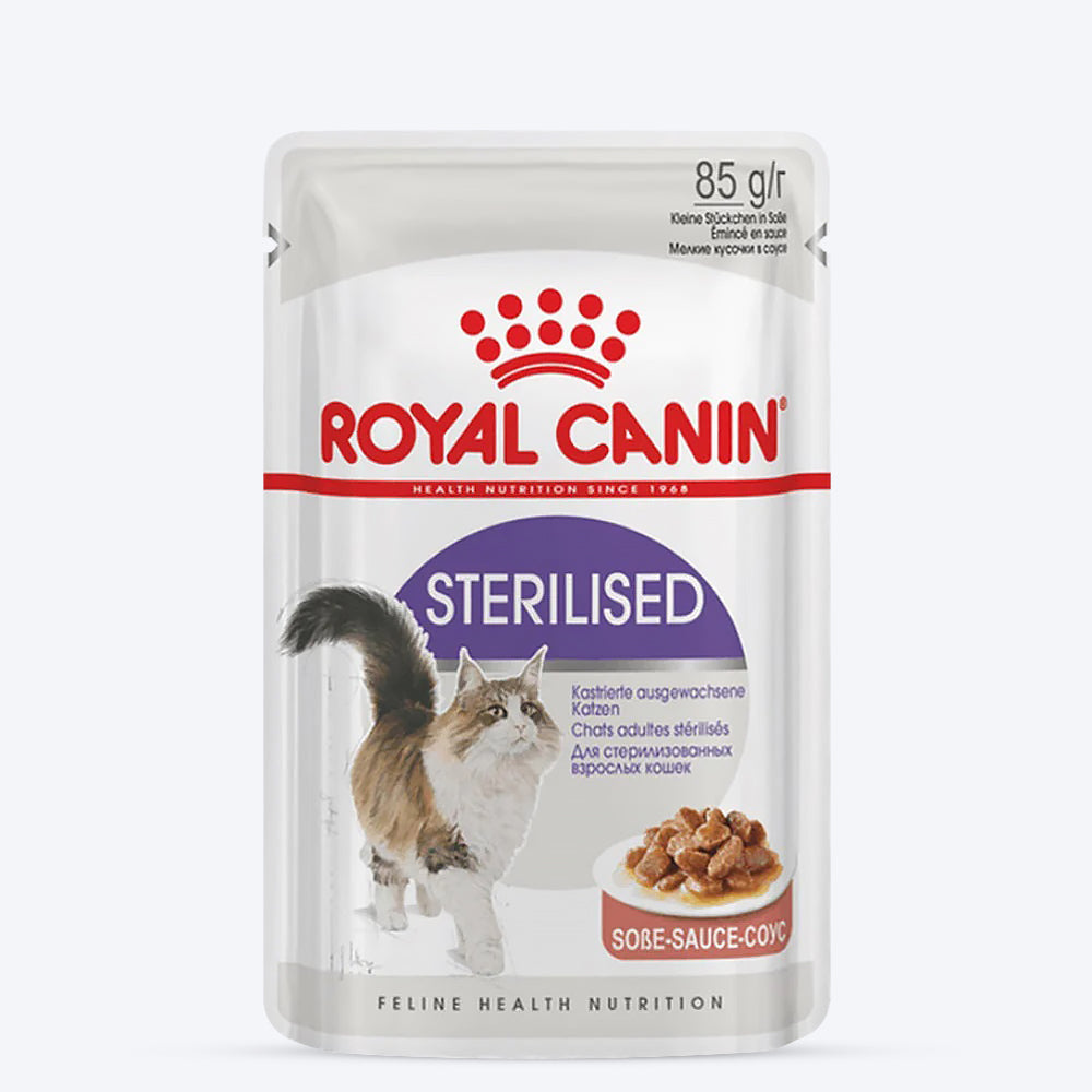 Royal Canin Sterilised Cat Wet Food & Whisker Wand Toy Combo - (24 x 85 gm) - Heads Up For Tails