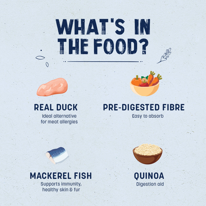 Sara's Wholesome Hypoallergenic Diet Duck & Quinoa Dog Wet Food, 300 g, made with farm-fresh ingredients.