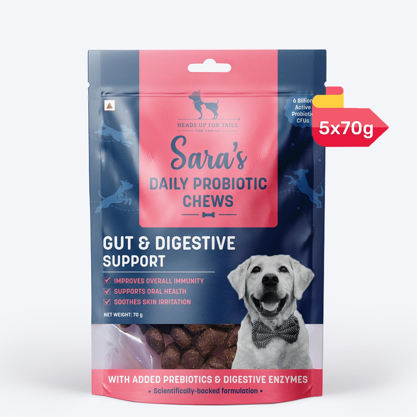 Sara’s Daily Probiotic Chews: Gut & Digestive Support Treats For Dog - 70 gm