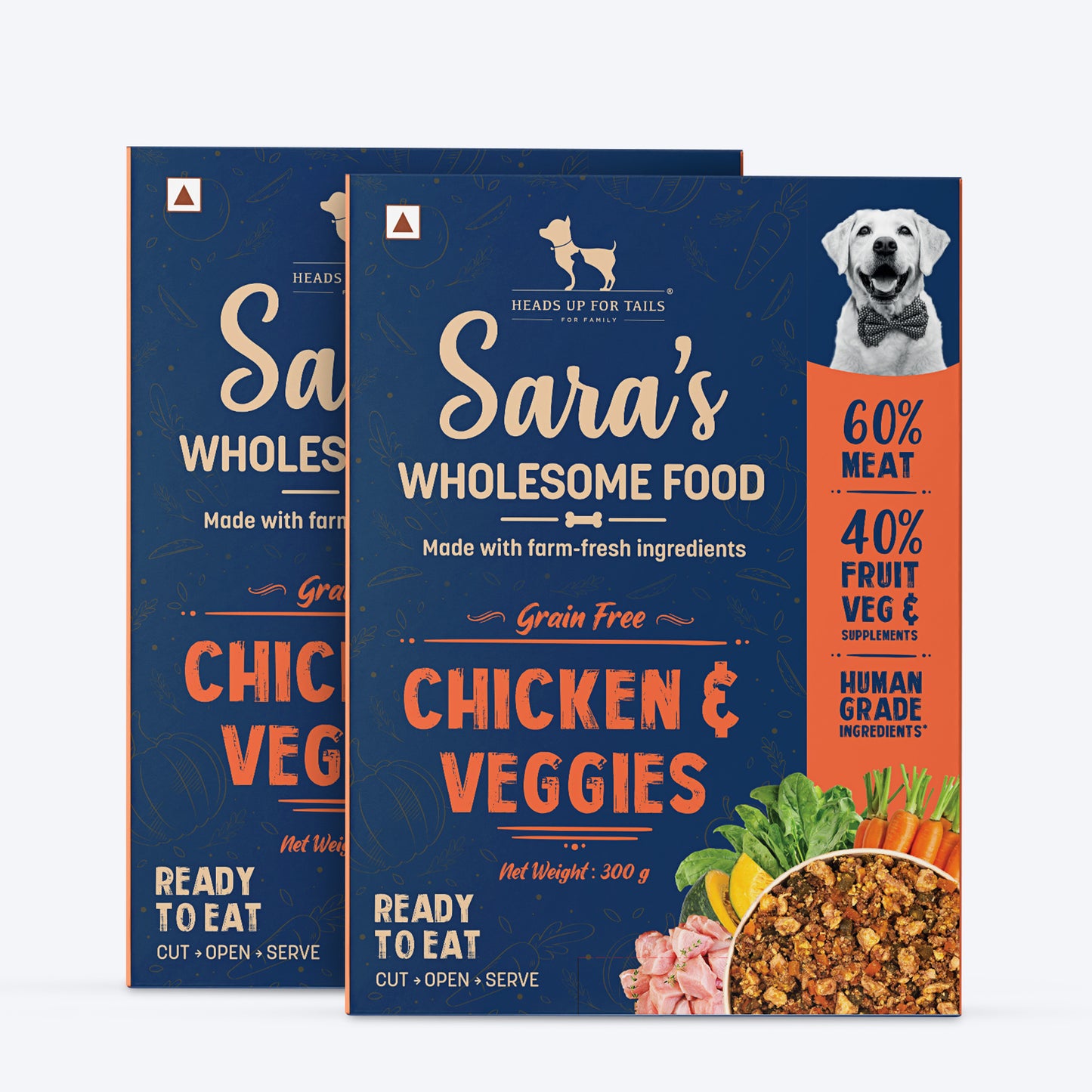 Sara's Wholesome Grain-Free Chicken & Veggies Dog Food - 300 gm - Heads Up For Tails