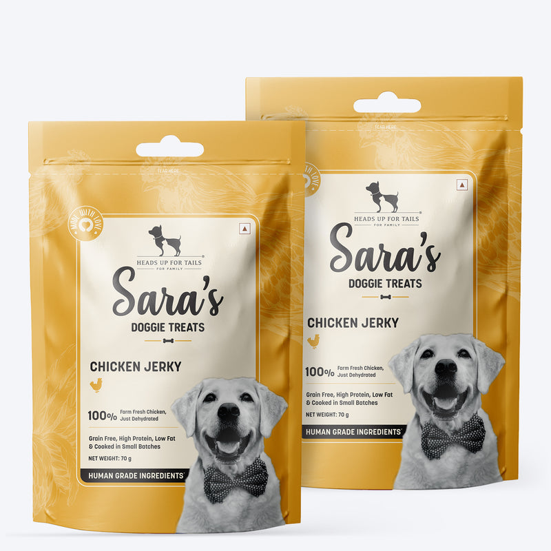 Sara's Doggie Treats Chicken Jerky for Dogs Human-Grade, Grain-Free 70 g - Heads Up For Tails