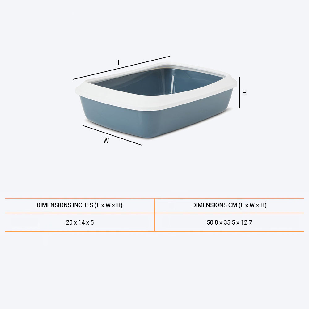 Savic IRIZ Cat Litter Tray with Rim - White Bluestone - 20 x 14 x 5 inches_02