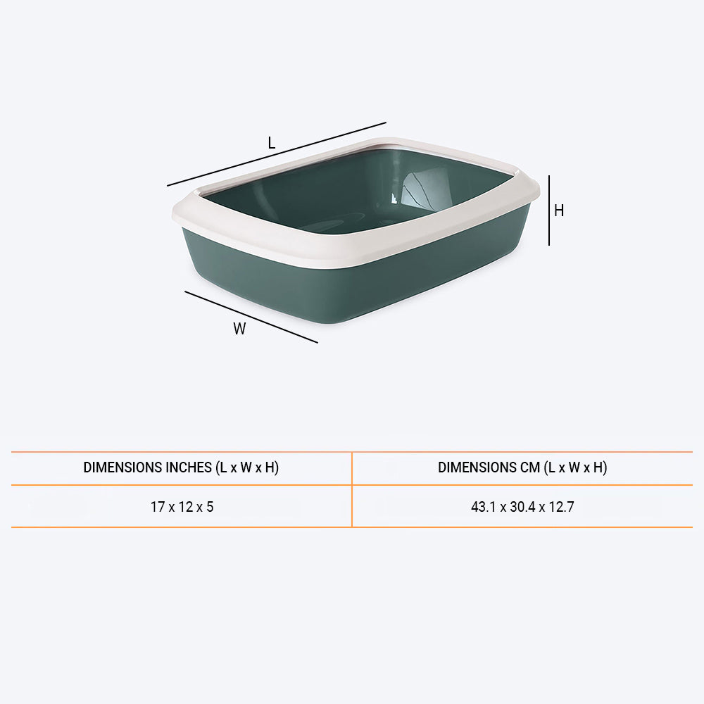 Savic IRIZ Cat Litter Tray with Rim - Nordic Green - 17 x 12 x 5 inches_02