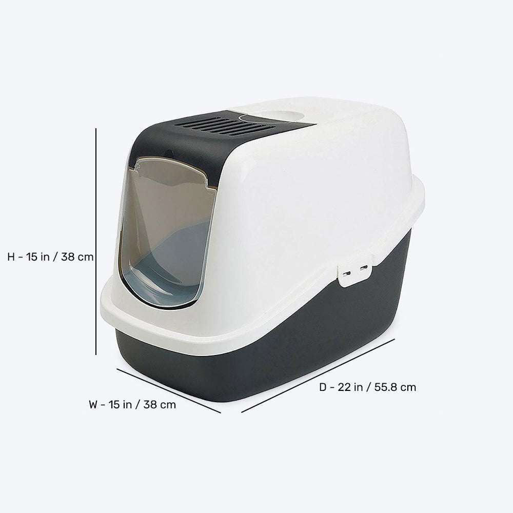 Savic Nestor Cat Toilet - Black - 22 x 15 x 15 inch - Heads Up For Tails