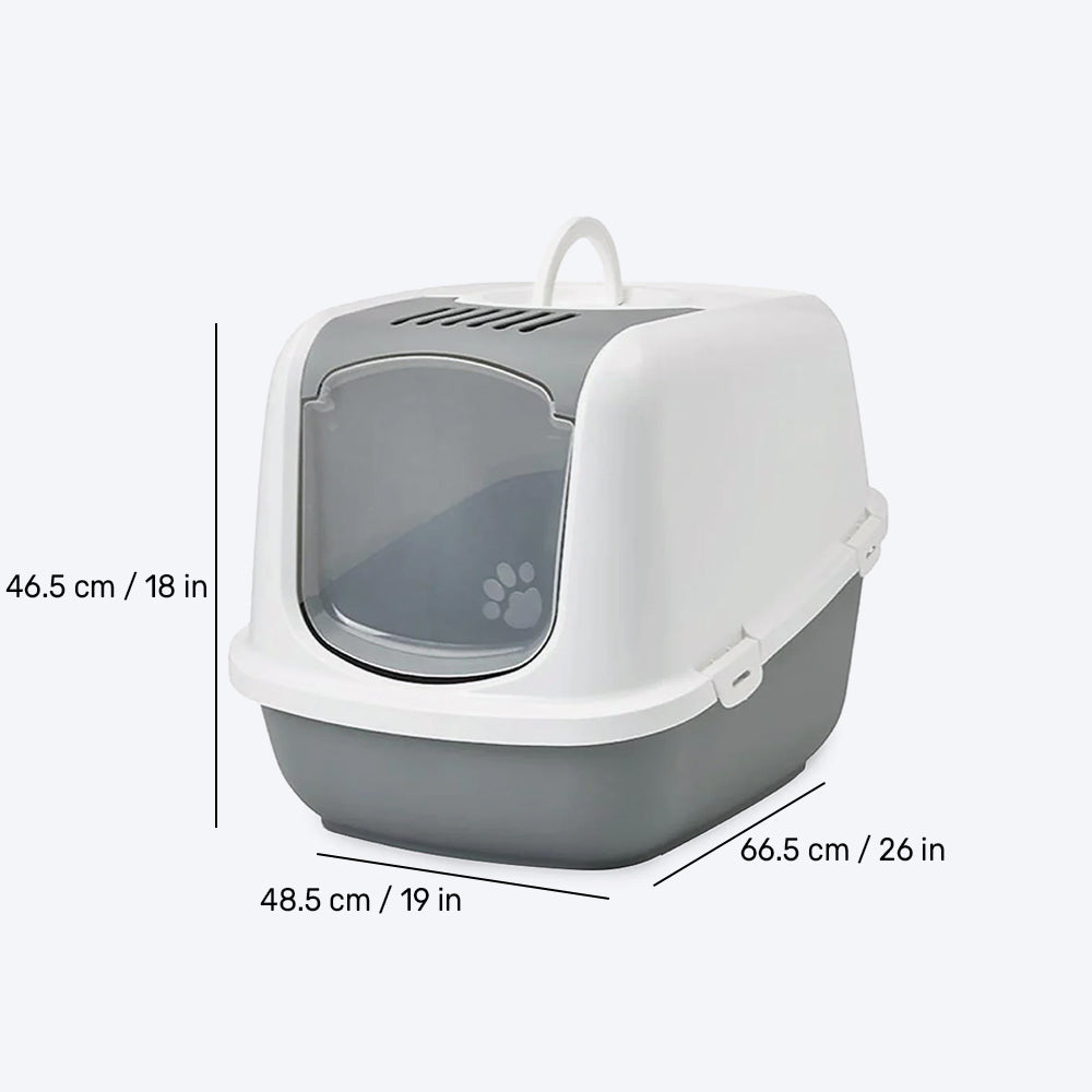 Savic Nestor Jumbo Cat Toilet - Cold Grey - 26 x 19 x 18 inch - Heads Up For Tails