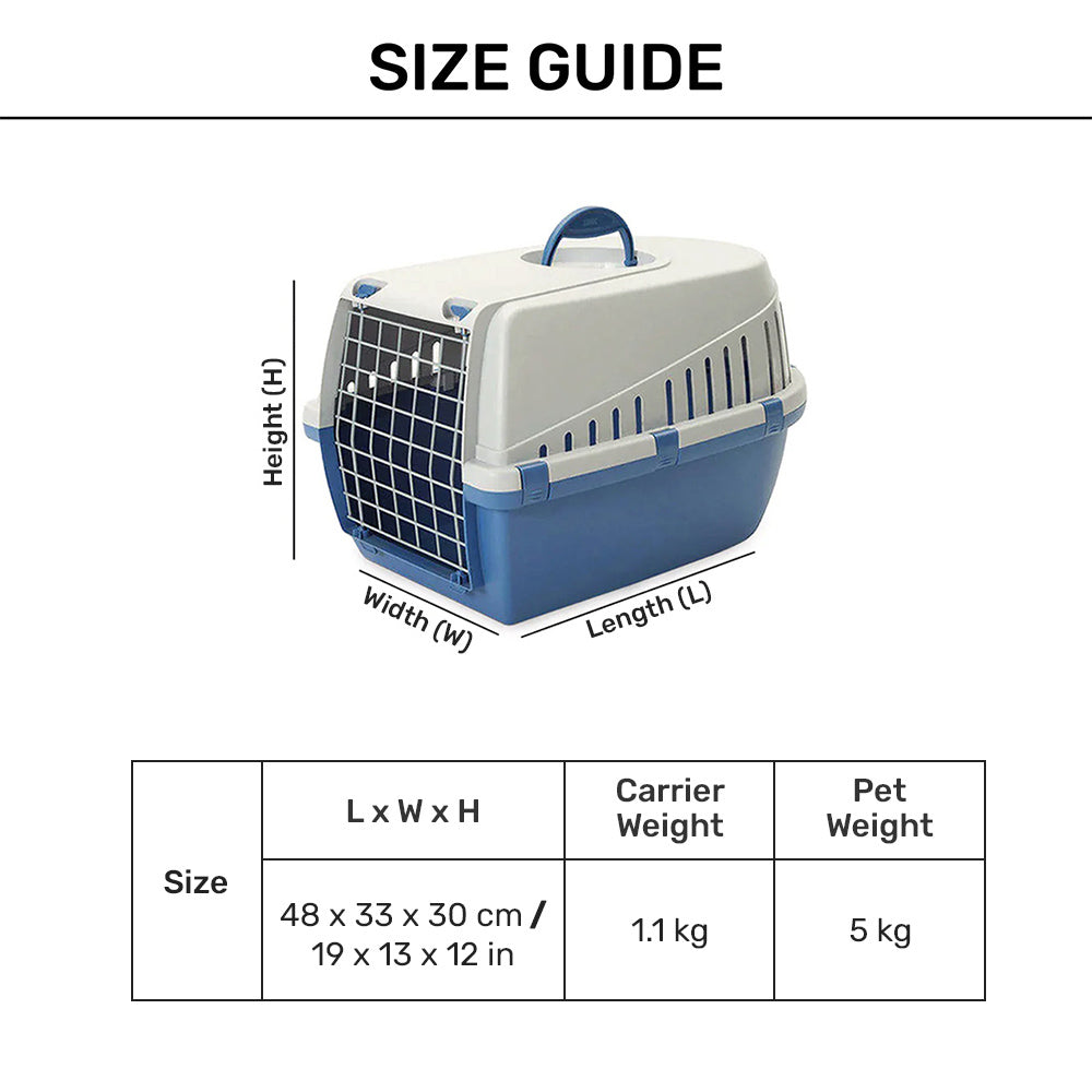 Savic Trotter 1 - Dog & Cat Carrier - Atlantic Blue - 19 x 13 x 12 inch - Holds up to 5 kg - Heads Up For Tails