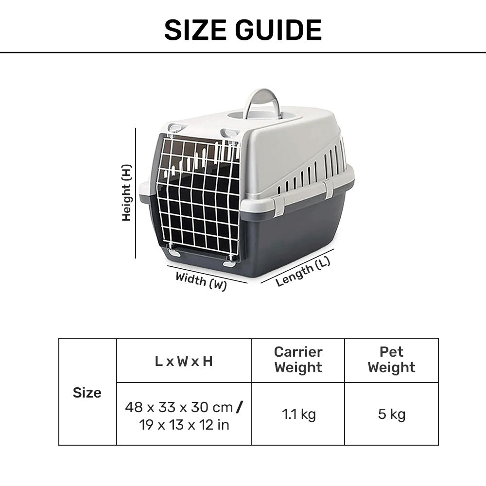 Savic Trotter 1 - Dog & Cat Carrier - Dark Grey - 19 x 13 x 12 inch - Holds up to 5 kg - Heads Up For Tails