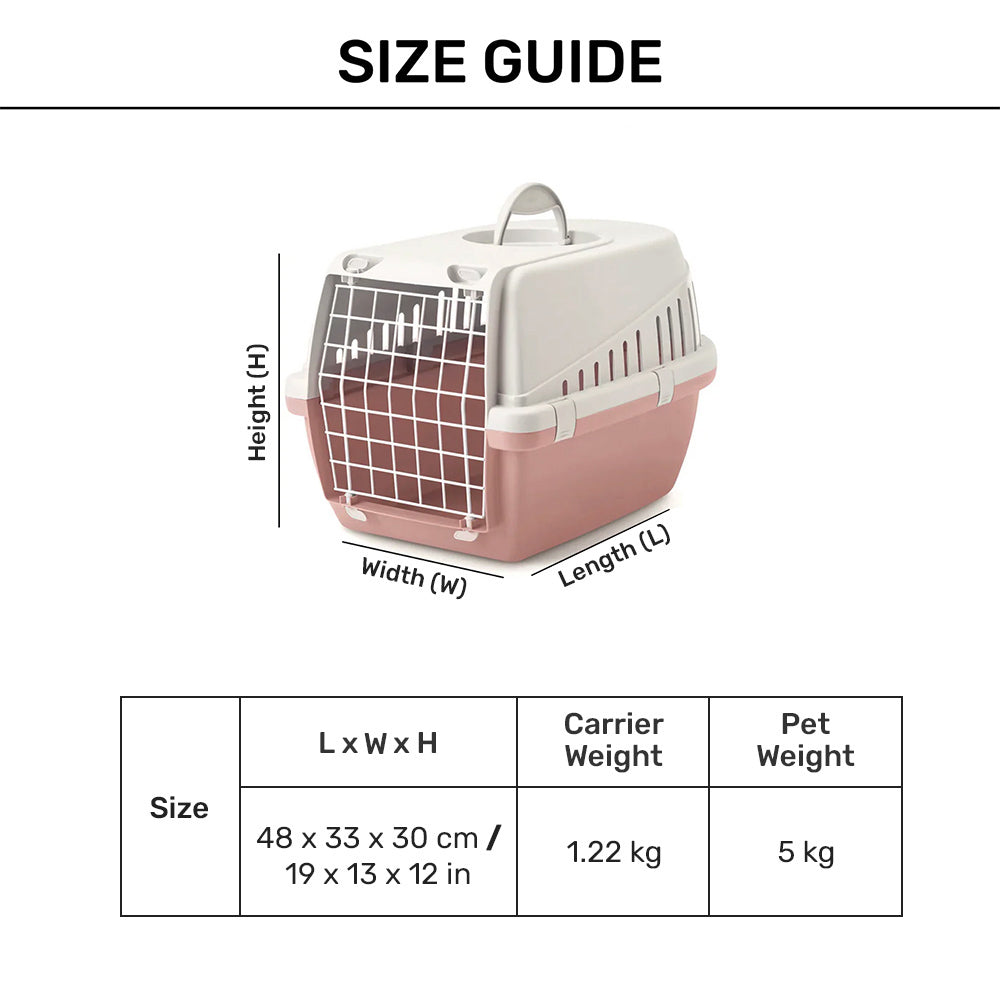 Savic Trotter 1 - Dog & Cat Carrier - Light Grey Ash Rose - 19 x 13 x 12 inch - Holds up to 5 kg - Heads Up For Tails