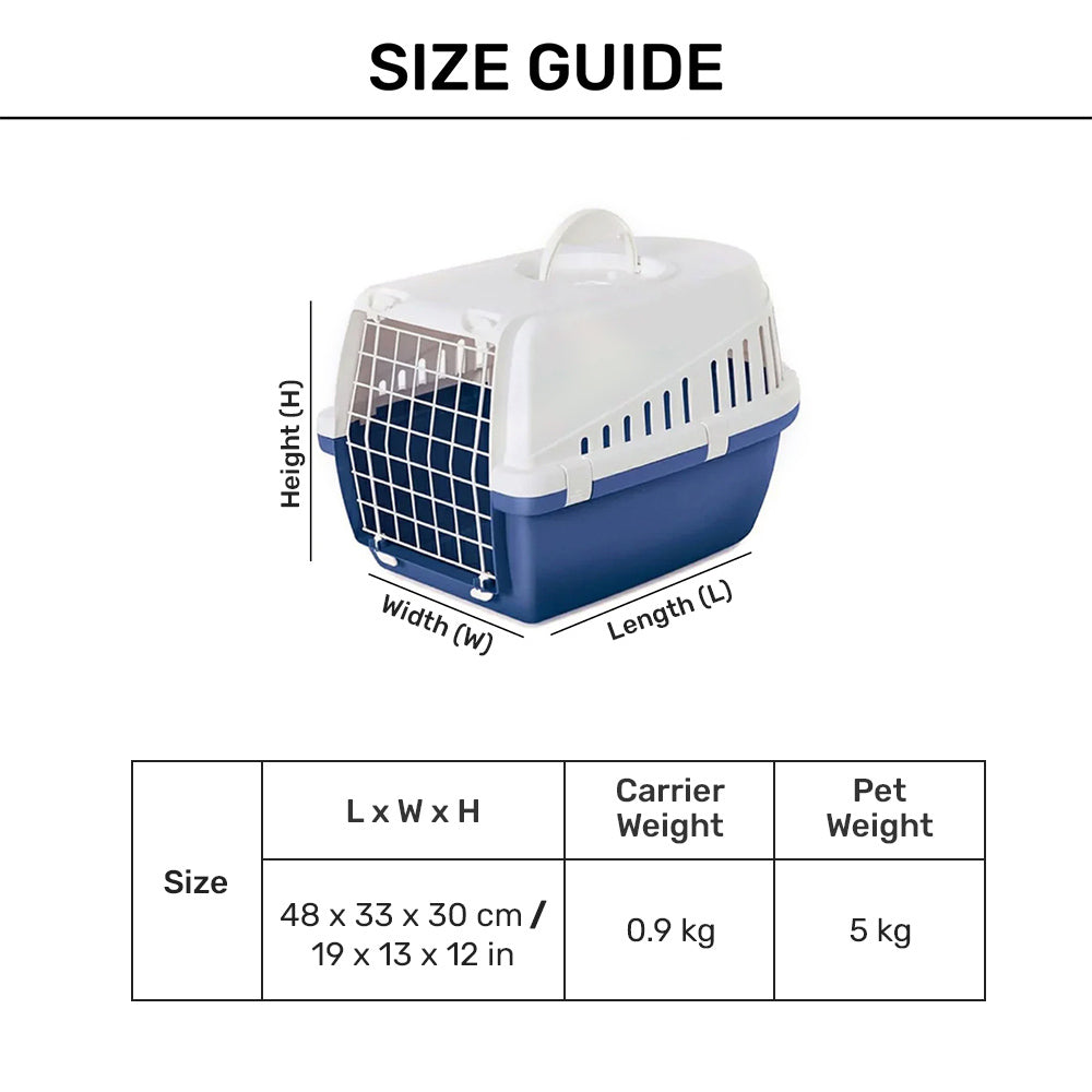 Savic Trotter 1 - Dog & Cat Carrier - Nordic Blue - 19 x 13 x 12 inch - Hold up to 5 kg - Heads Up For Tails