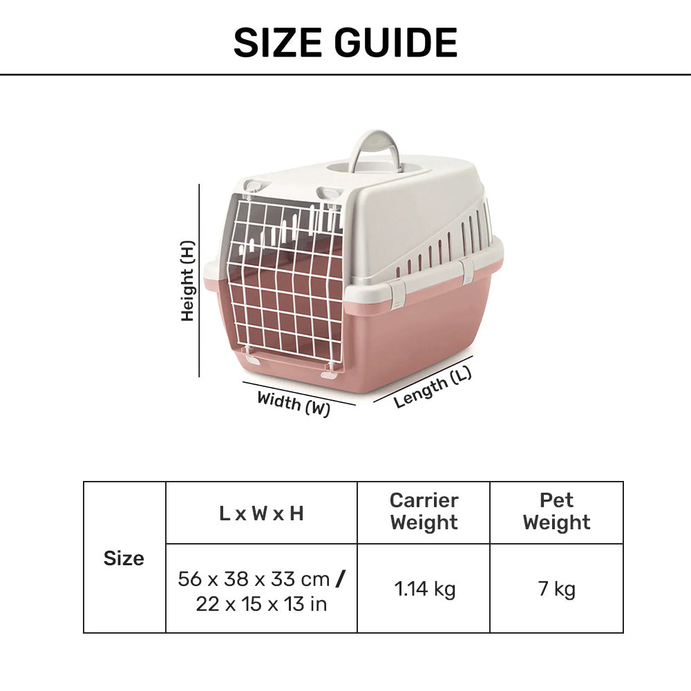 Savic Trotter 2 - Dog & Cat Carrier- Grey Ash Rose - 22 x 15 x 13 inch - Holds up to 7 kg - Heads Up For Tails