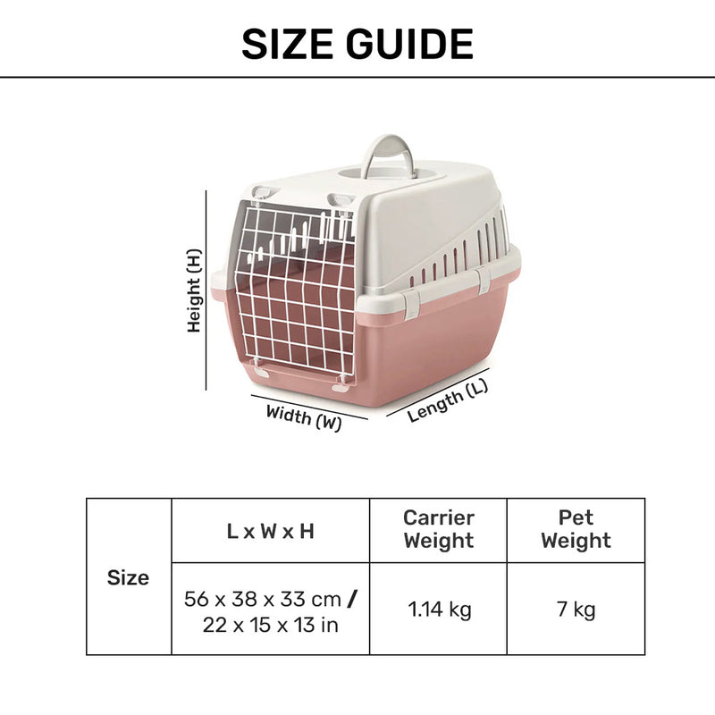Savic Trotter 2 - Dog & Cat Carrier- Grey Ash Rose - 22 x 15 x 13 inch - Holds up to 7 kg - Heads Up For Tails