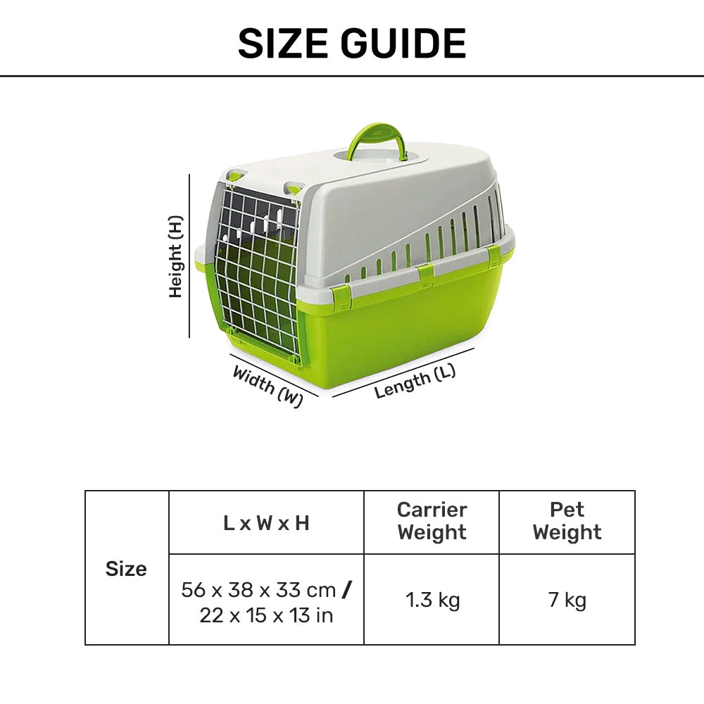 Savic Trotter 2 - Dog & Cat Carrier - Lemon Green - 22 x 15 x 13 inch - Holds up to 7 kg - Heads Up For Tails