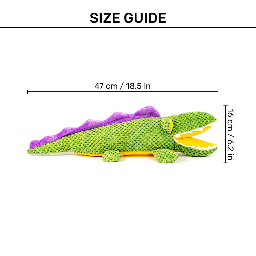 Barkbutler Aly The Gator Squeaky Plush Toy For Dog - Green - Heads Up For Tails