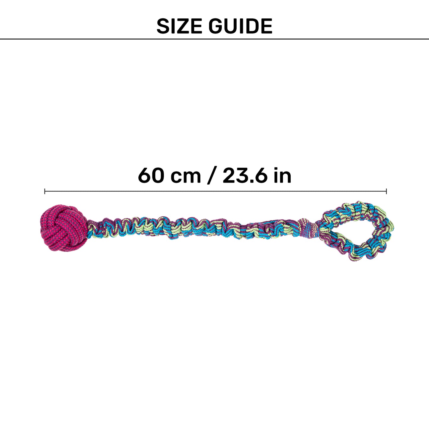 Dash Dog Catch-Me-Knot Bungee Rope Toy For Dog - Purple - Heads Up For Tails