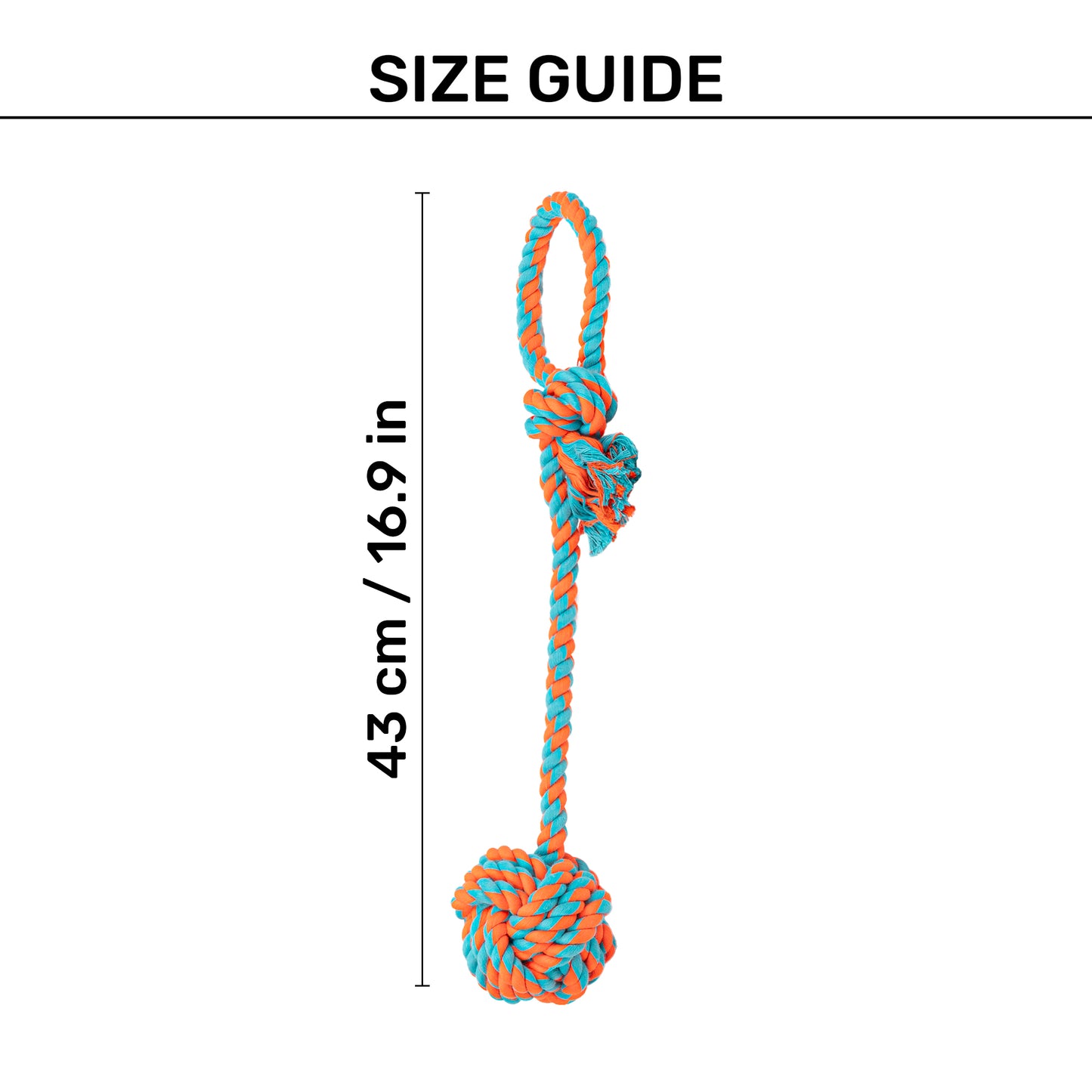 HUFT Tuggables Rope Toy For Dog - Orange & Cyan - Heads Up For Tails