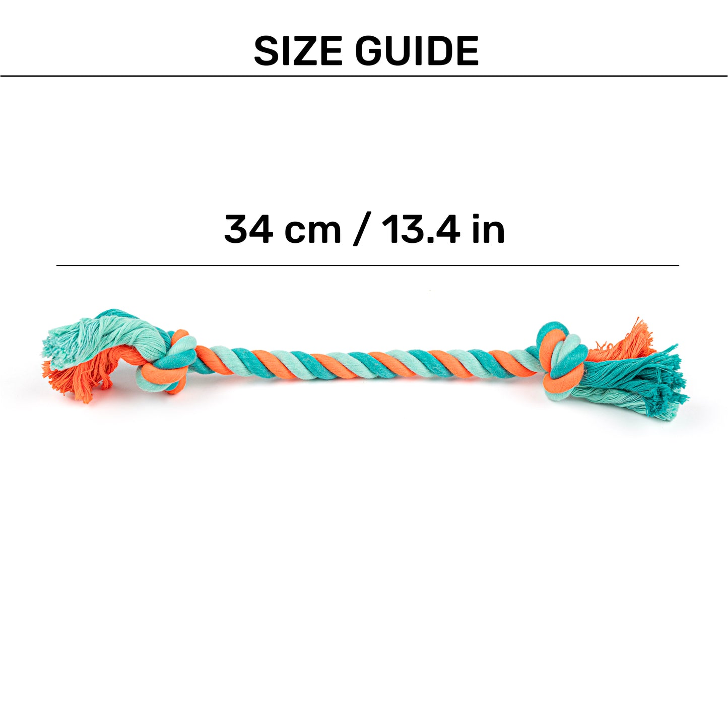 HUFT Tuggables 2 Knots Rope Toy For Dog - Green & Orange - Heads Up For Tails
