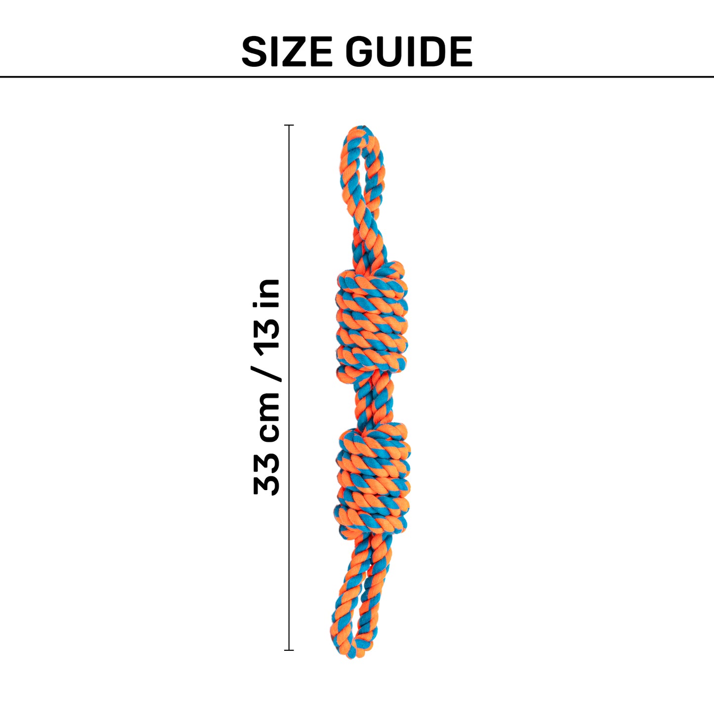 HUFT Tuggables Rope Toy For Dog - Orange & Blue - Heads Up For Tails