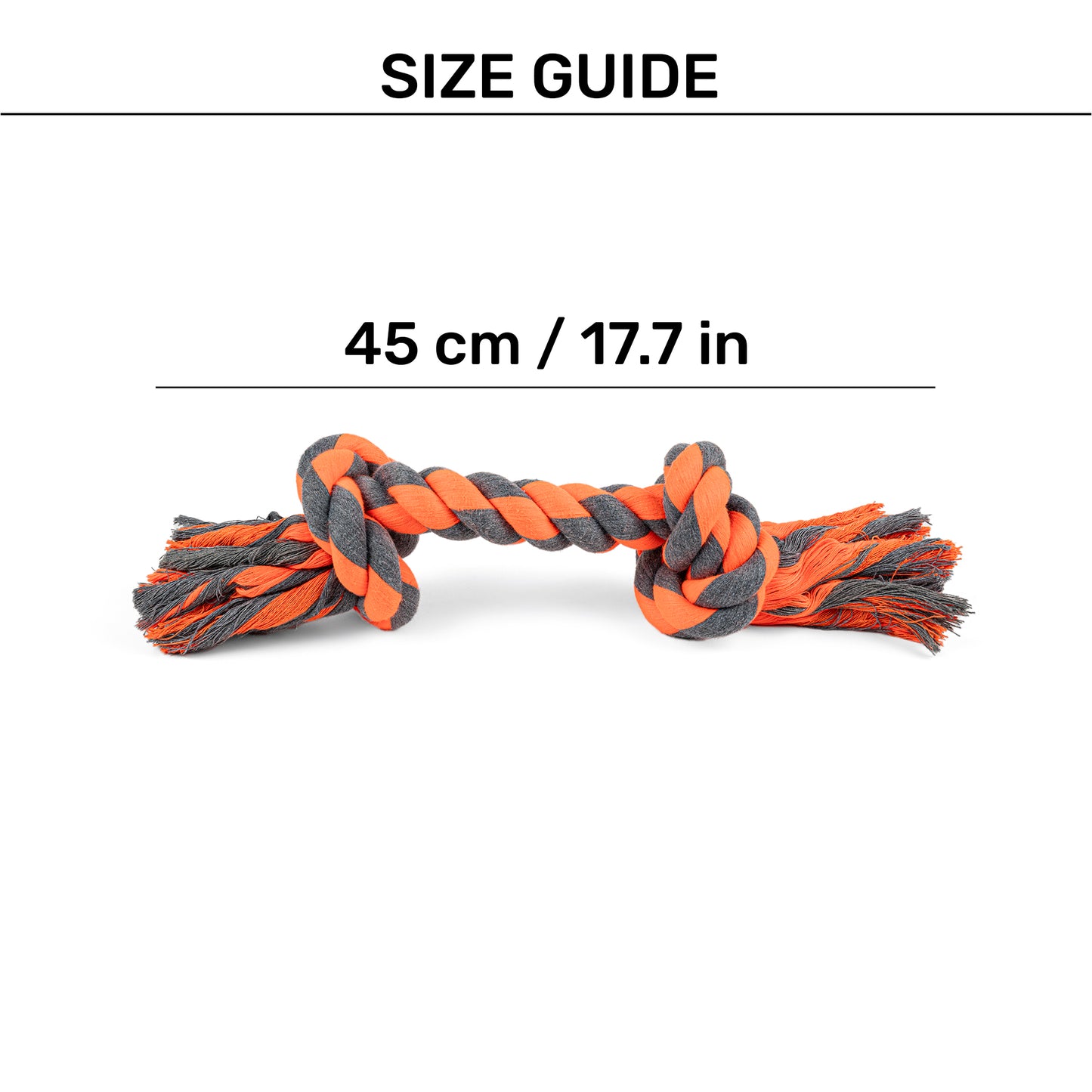 HUFT Tuggables Rope Toy For Dog - Grey & Orange - Heads Up For Tails