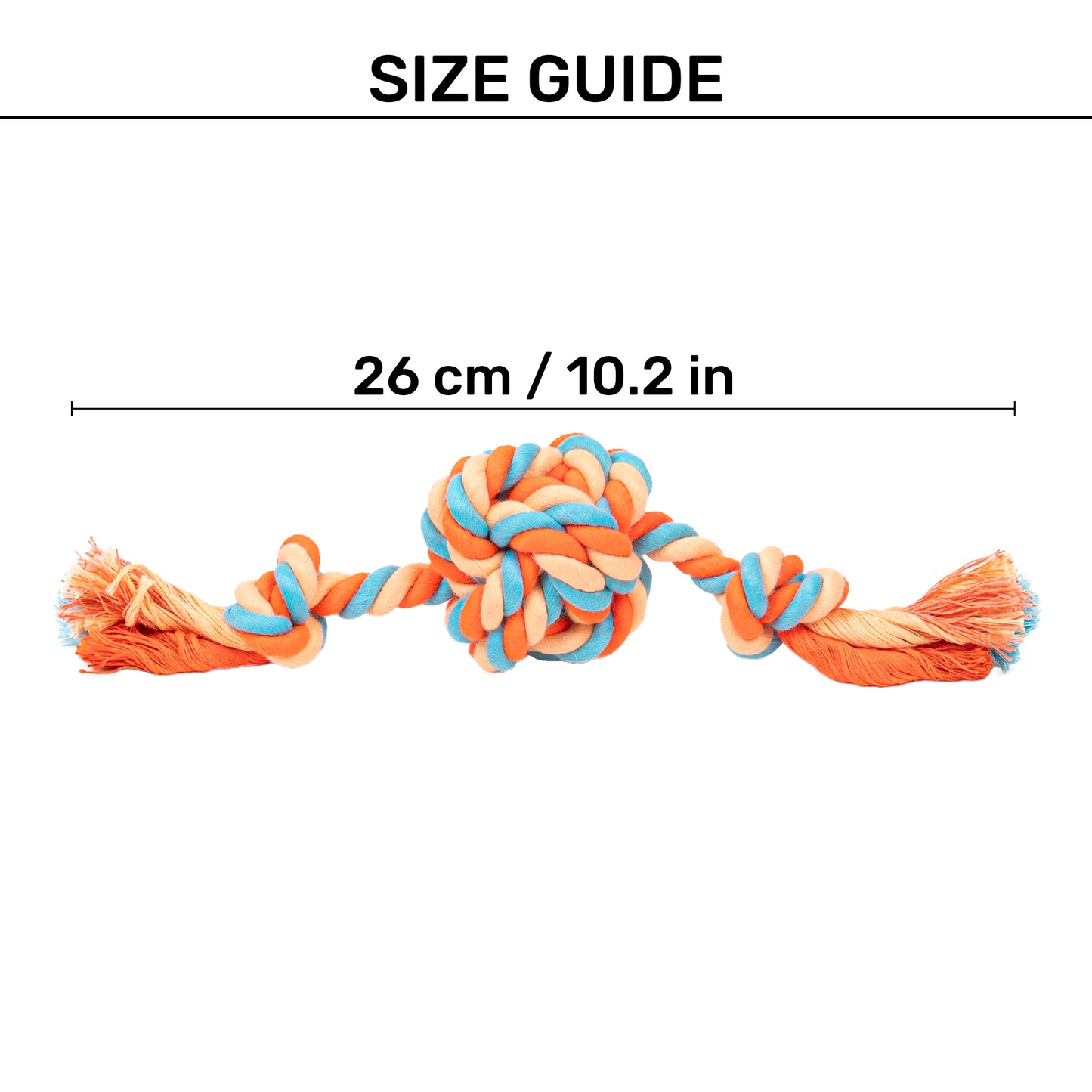HUFT Tuggables Rope Toy For Dog - Orange & Pastel - Heads Up For Tails
