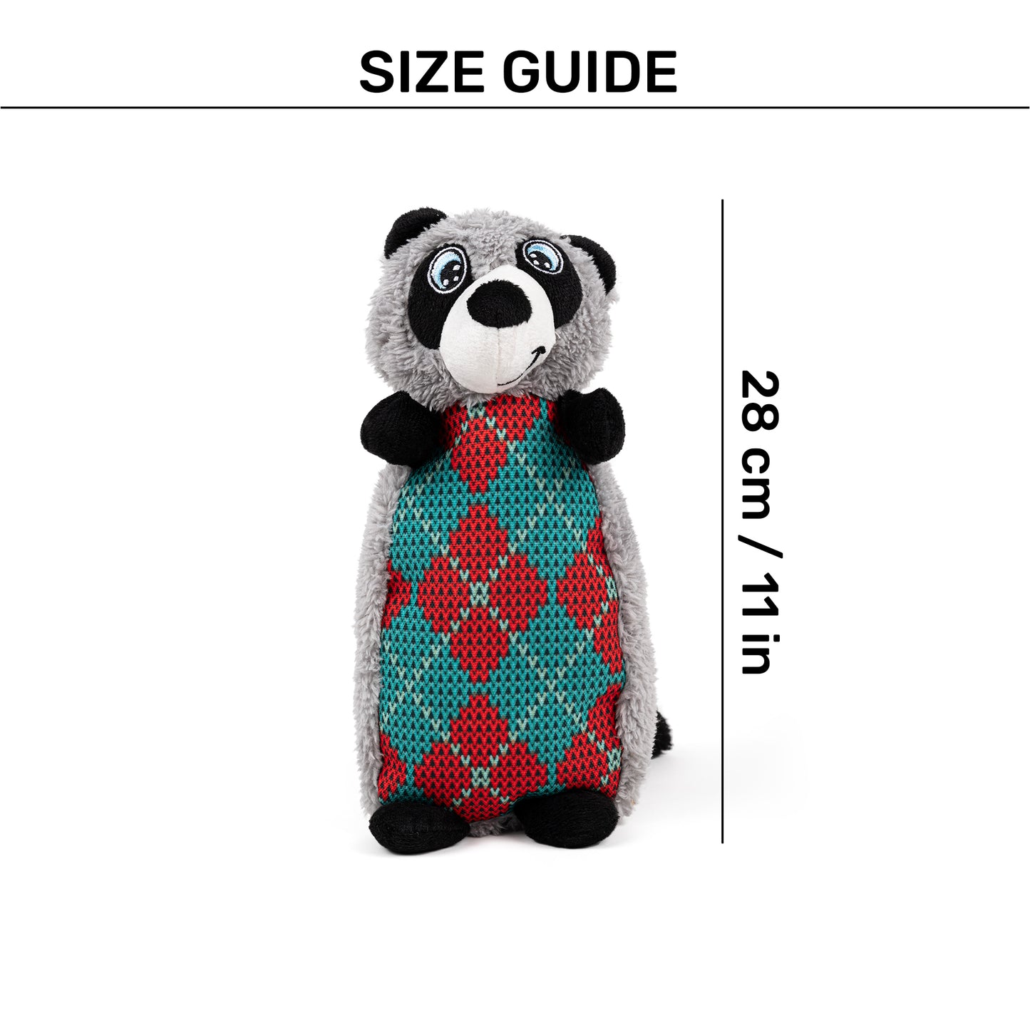 HUFT Raccoon Plush Toy For Dog - Grey - Heads Up For Tails