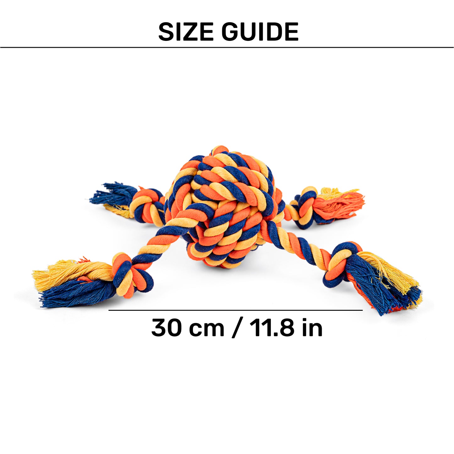 HUFT Tuggables Rope Toy For Dog - Orange & Blue - Heads Up For Tails