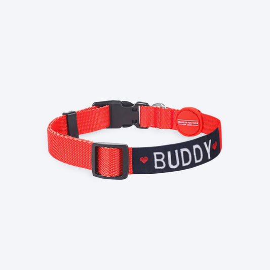 HUFT Personalised Classic Dog Collar - Red - Heads Up For Tails