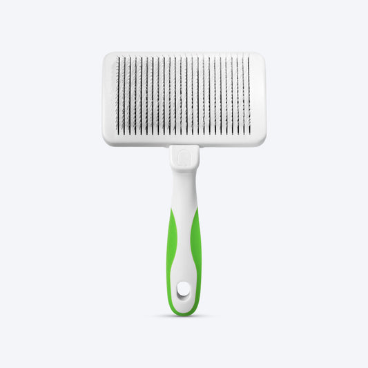 Andis Self Cleaning Slicker Brush For Dogs - White/Lime Green -01
