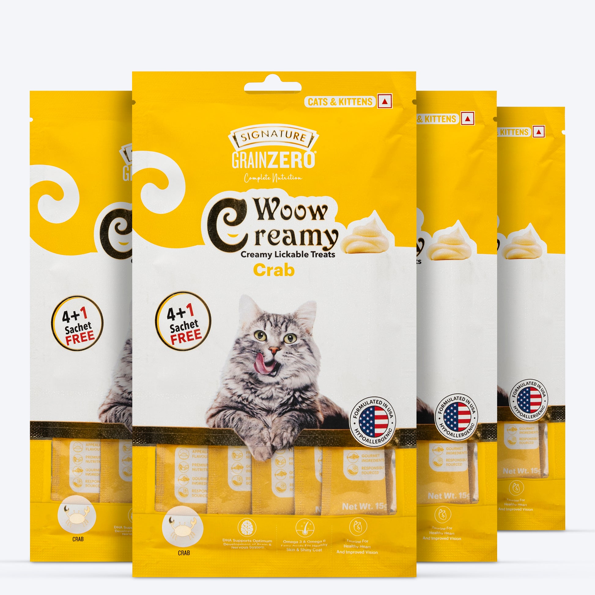 Signature Grain Zero Woow Creamy Crab Lickable Treats For Cat & Kitten - 75 g - Heads Up For Tails