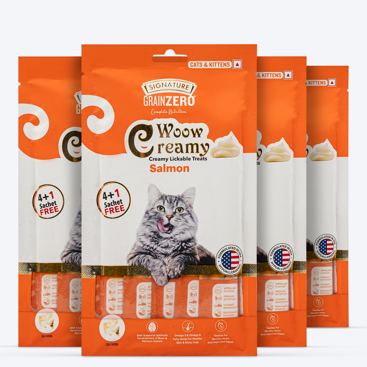 Signature Grain Zero Woow Creamy Salmon Lickable Treats For Cat & Kitten - 75 g - Heads Up For Tails