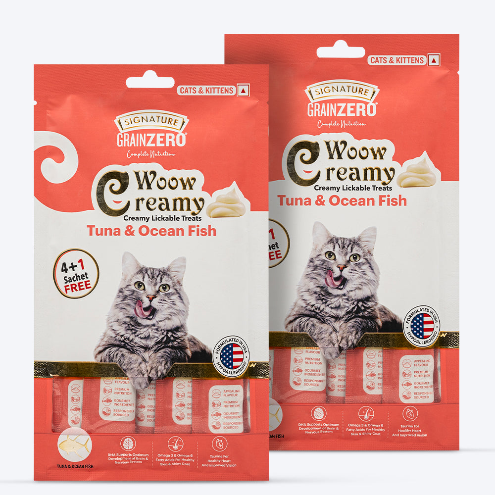 Signature Grain Zero Woow Creamy Tuna & Ocean Fish Lickable Treats For Cat & Kitten - 75 g - Heads Up For Tails