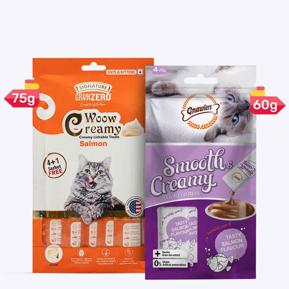 Signature & Gnawlers Salmon Special Treat Combo For Cat - Heads Up For Tails
