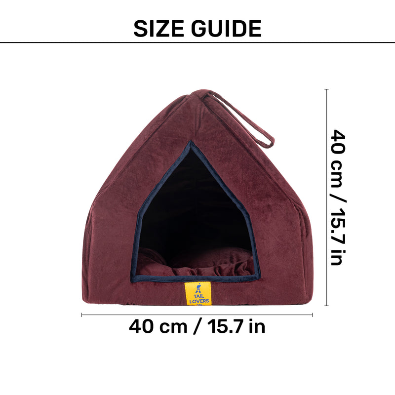 TLC Bedding With Removable Cushion For Cat - Maroon - Heads Up For Tails