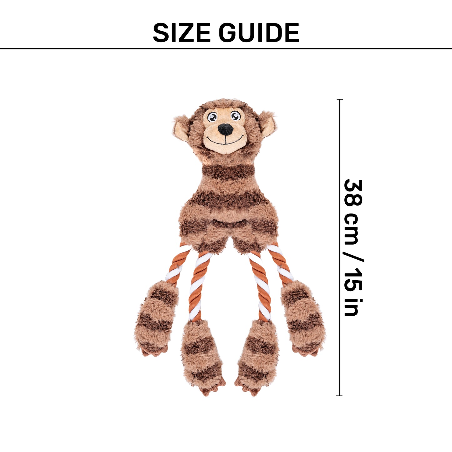 HUFT Funky Monki Plush Dog Toy - Brown - Heads Up For Tails