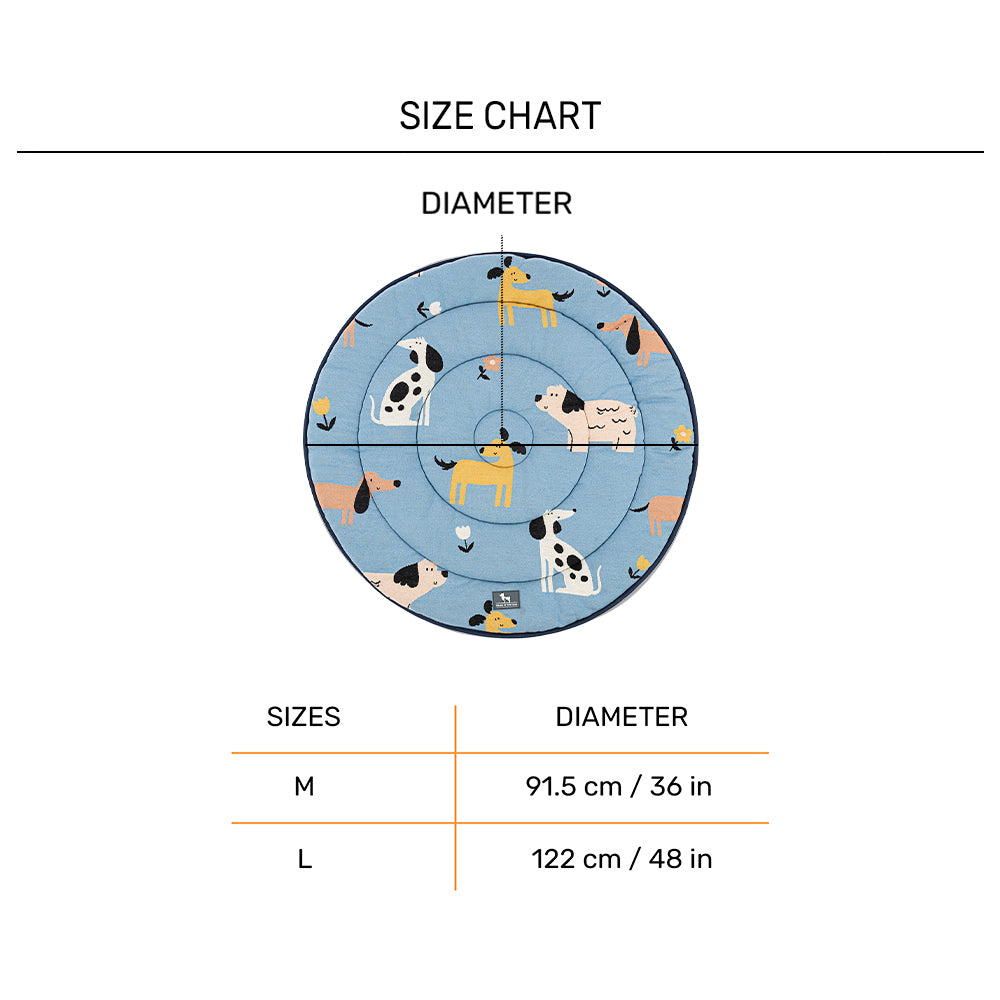 HUFT Bark & Bloom Round Mat For Dog & Cat - Blue - Heads Up For Tails