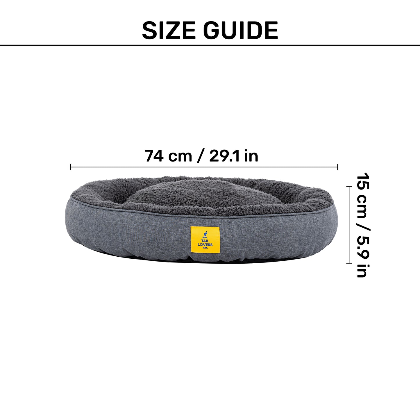 TLC Round Retreat Pet Bed - Dark Grey - Heads Up For Tails
