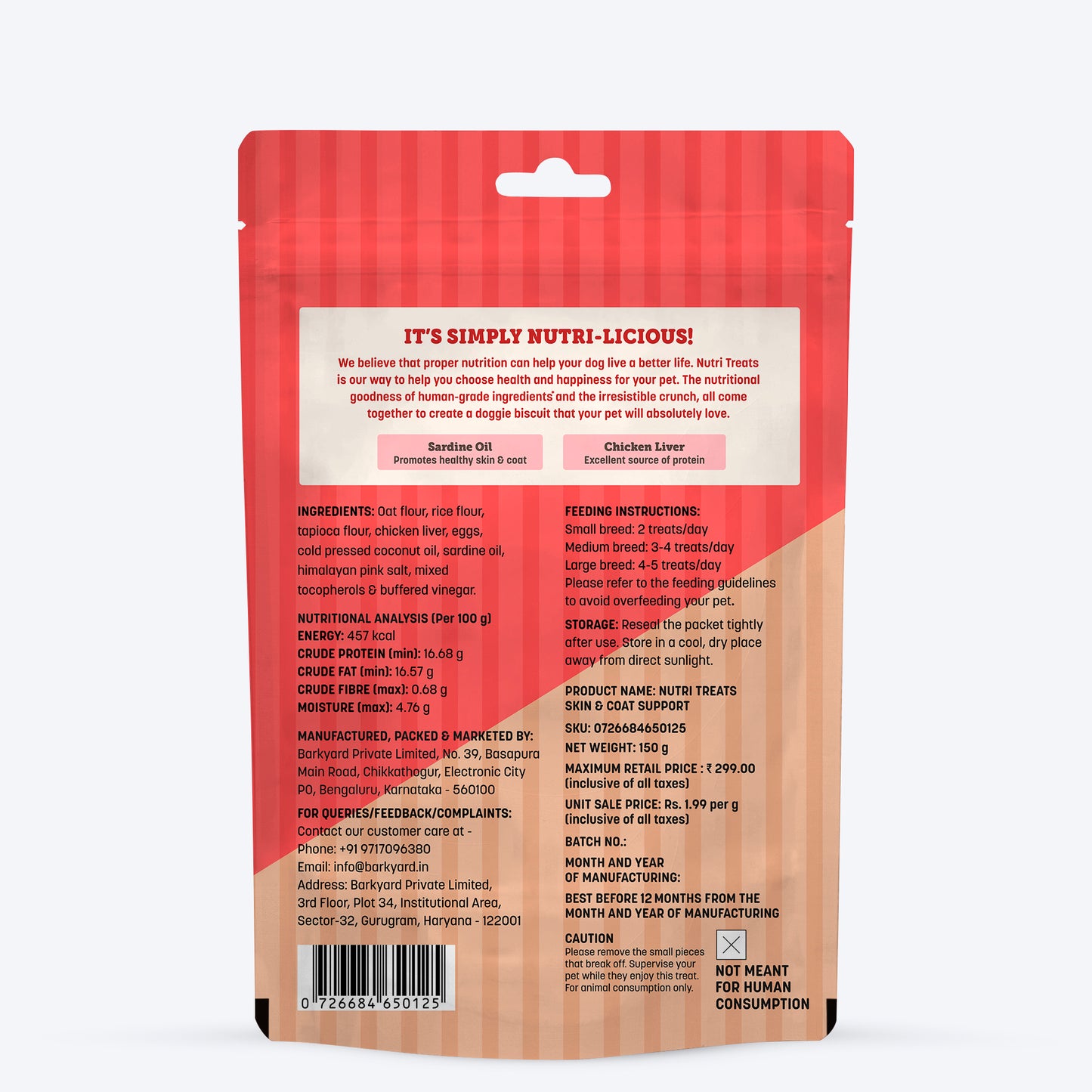 HUFT Nutri Treats For Dogs - Skin & Coat Support - 150 g - Heads Up For Tails