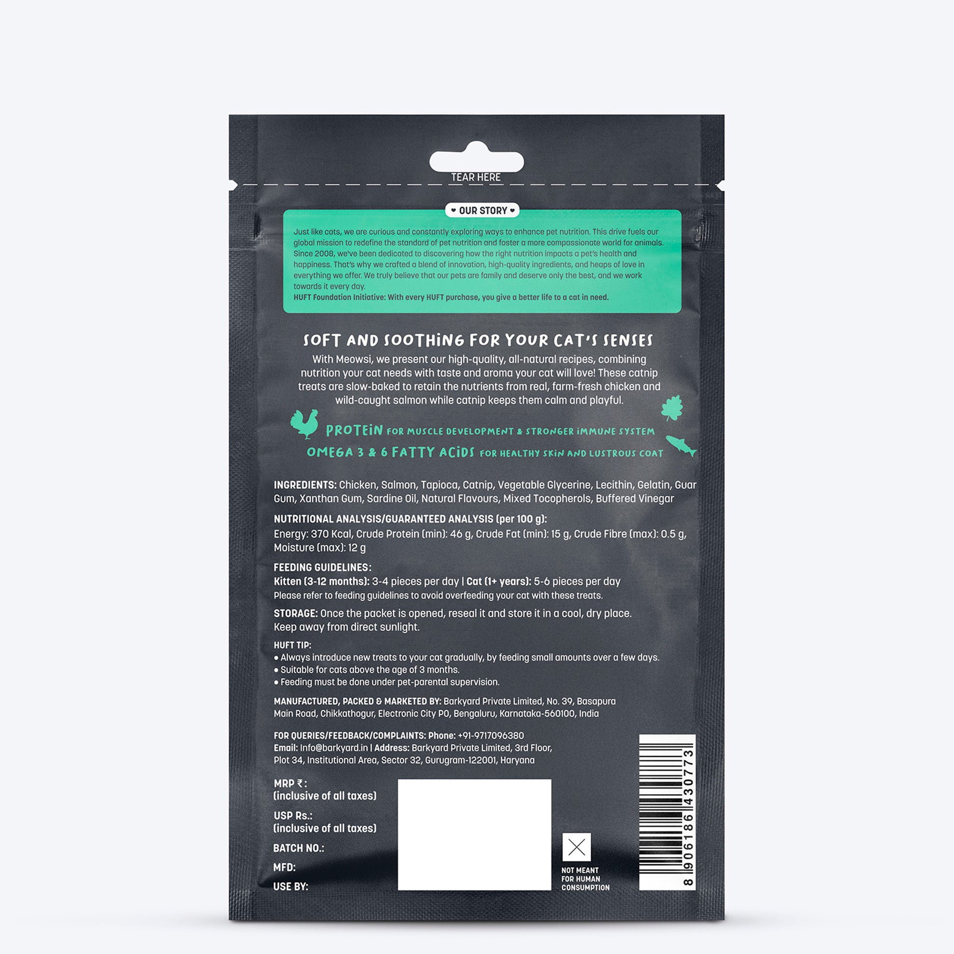 Meowsi by HUFT Catnip with Salmon & Chicken Soft Cat Treats - 50 gm - Heads Up For Tails