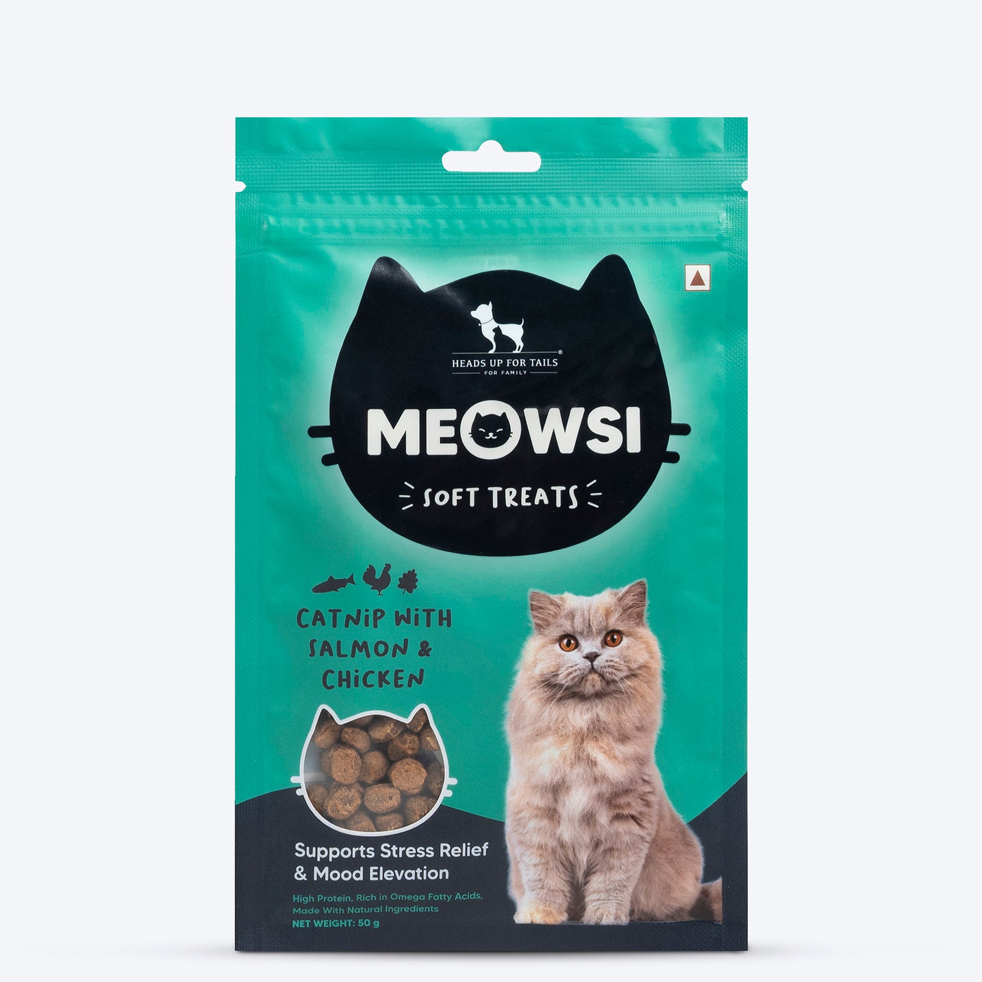Meowsi by HUFT Catnip with Salmon & Chicken Soft Cat Treats - 50 gm - Heads Up For Tails