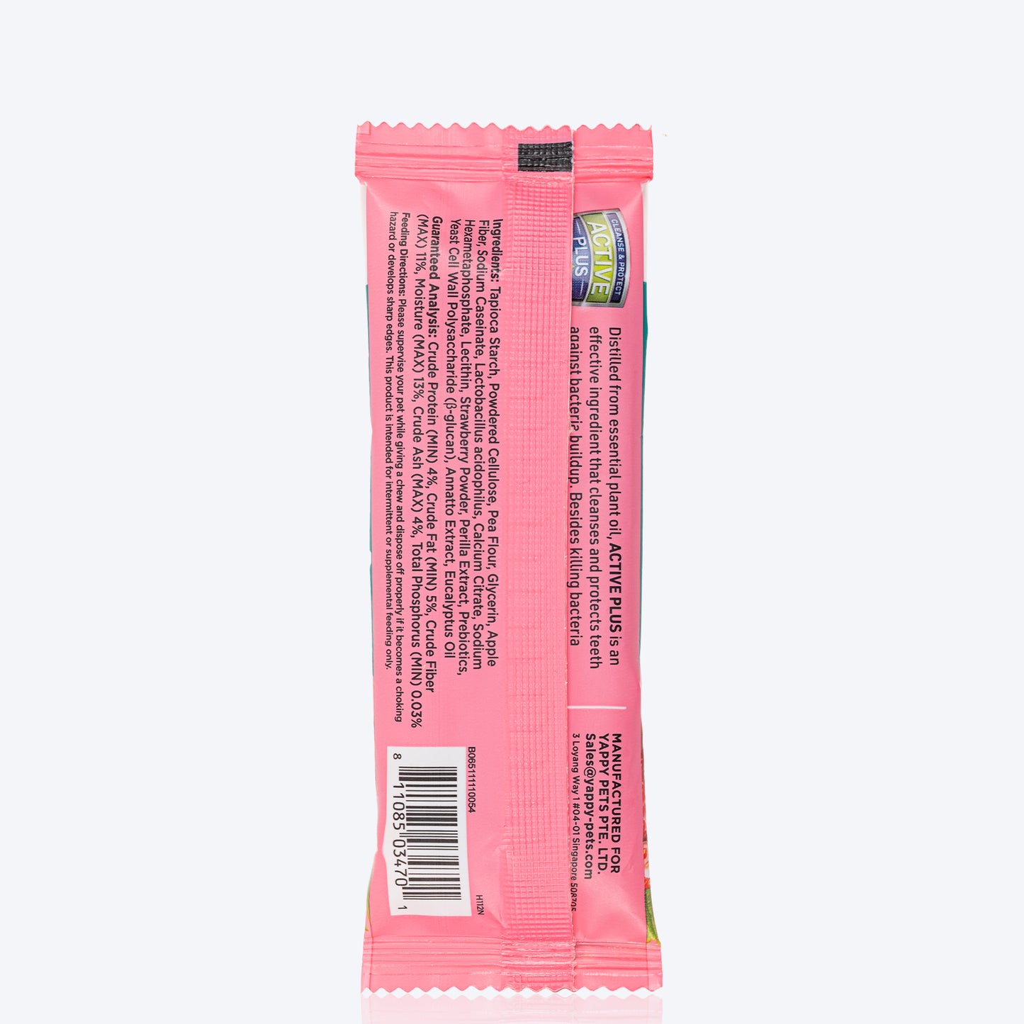 Happi Skippi Dental Chew Zest Strawberry Dog Treat - 4 inch - 25 gm - Heads Up For Tails